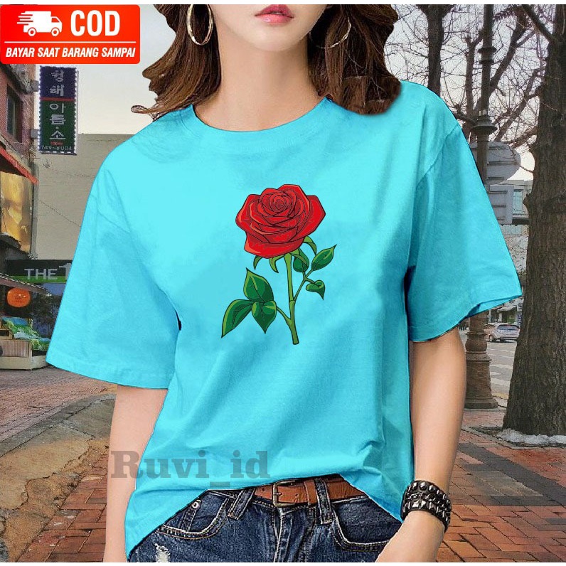 Ruvi_id-BELI 3 GRATIS HEADSET EXTRA BAS / KAOS BUNGA MAWAR / KAOS DISTRO / KAOS WANITA KEKINIAN / KAOS WANITA OVERSIZE / KAOS KOREAN STYLE / KAOS LENGAN PENDEK / KAOS BAHAN KATUN COMBED / KAOS REMAJA / KAOS MURAH