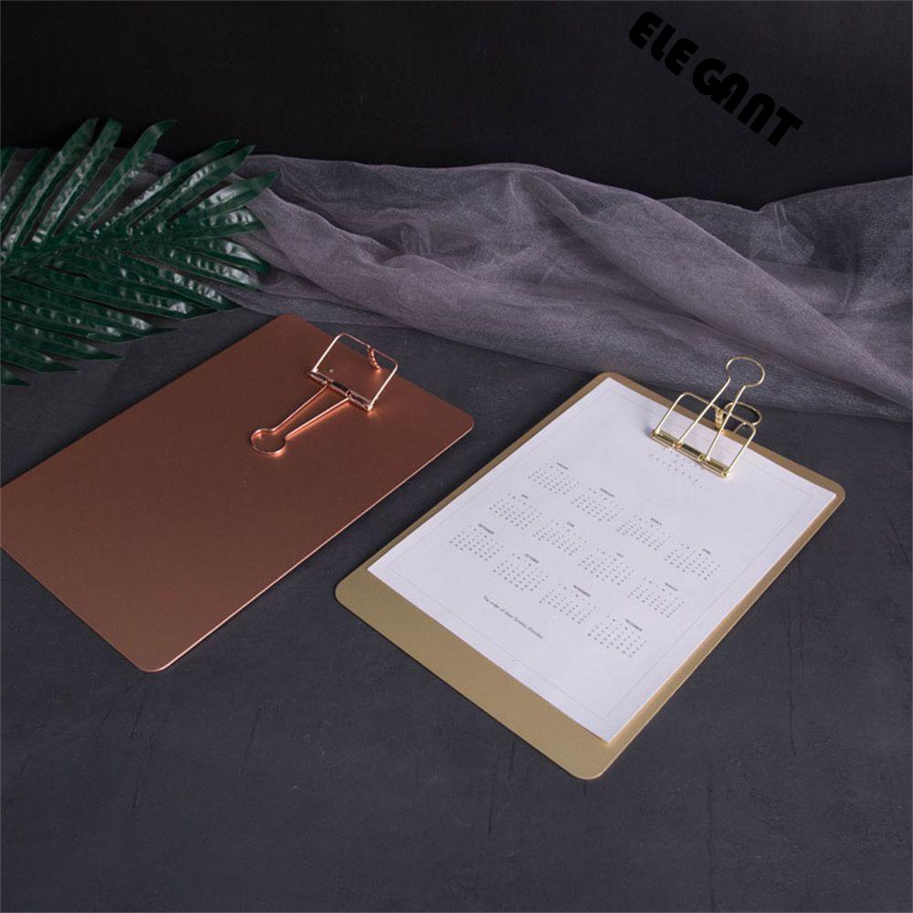 [Elegan] A5 Metal Clipboard Alat Tulis Supply Perlengkapan Sekolah File Organizer Alat Kantor Menu Tagihan Folder Dokumen Holder Tulisan Pad