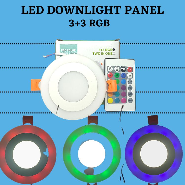 Lampu LED downlight panel RGB 3+3watt Bulat