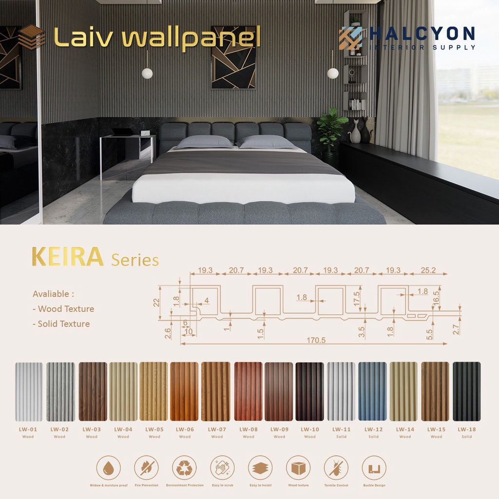 Laiv Wall Panel - Wallpanel PVC - WPC Panel - Panjang 300cm | Banyak Warna dan Varian Berkualitas