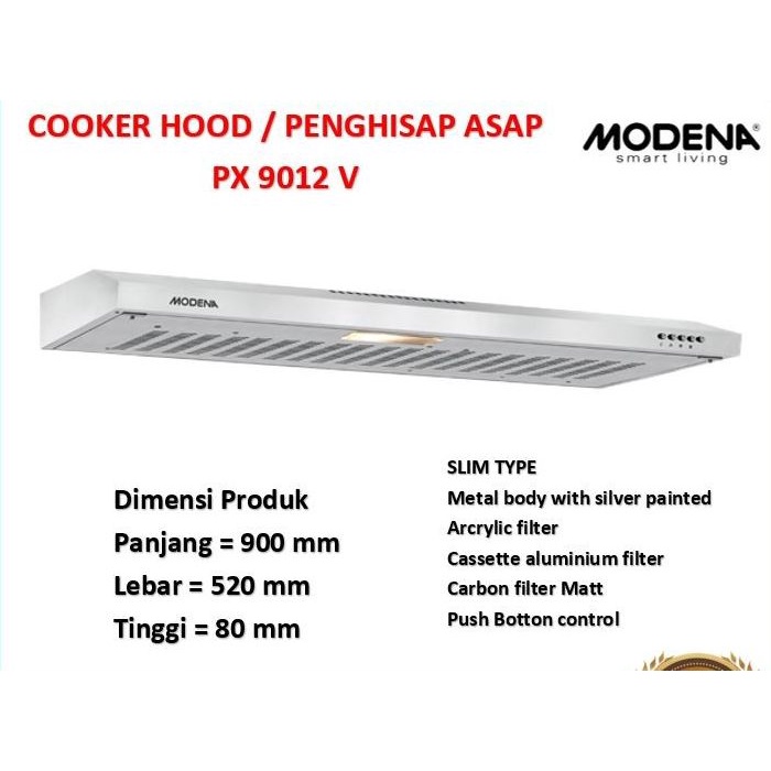 Penghisap asap Modena Esile PX 9012V 90 Cm