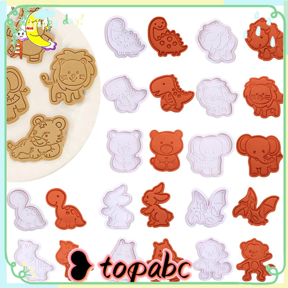 Top 4Pcs/Set Cetakan Biskuit Plastik DIY Craft Biscuit Stamp Alat Dekorasi Kue Baking Animal Series