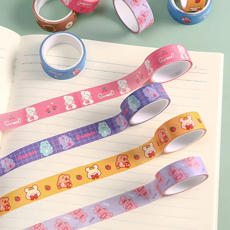 Kawaii Kartun Beruang Kertas Tape/Gadis Lucu Hati DIY Tangan Dekorasi Aksen Stiker Warna