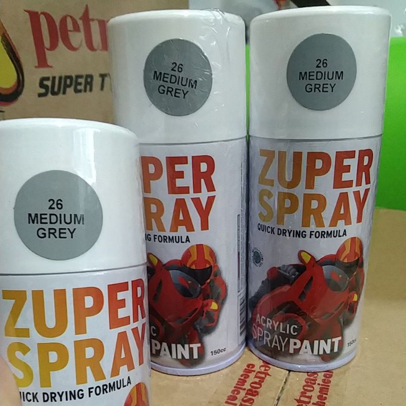 cat semprot pilok pilox zuper spray medium grey 26 150cc abu muda glossy