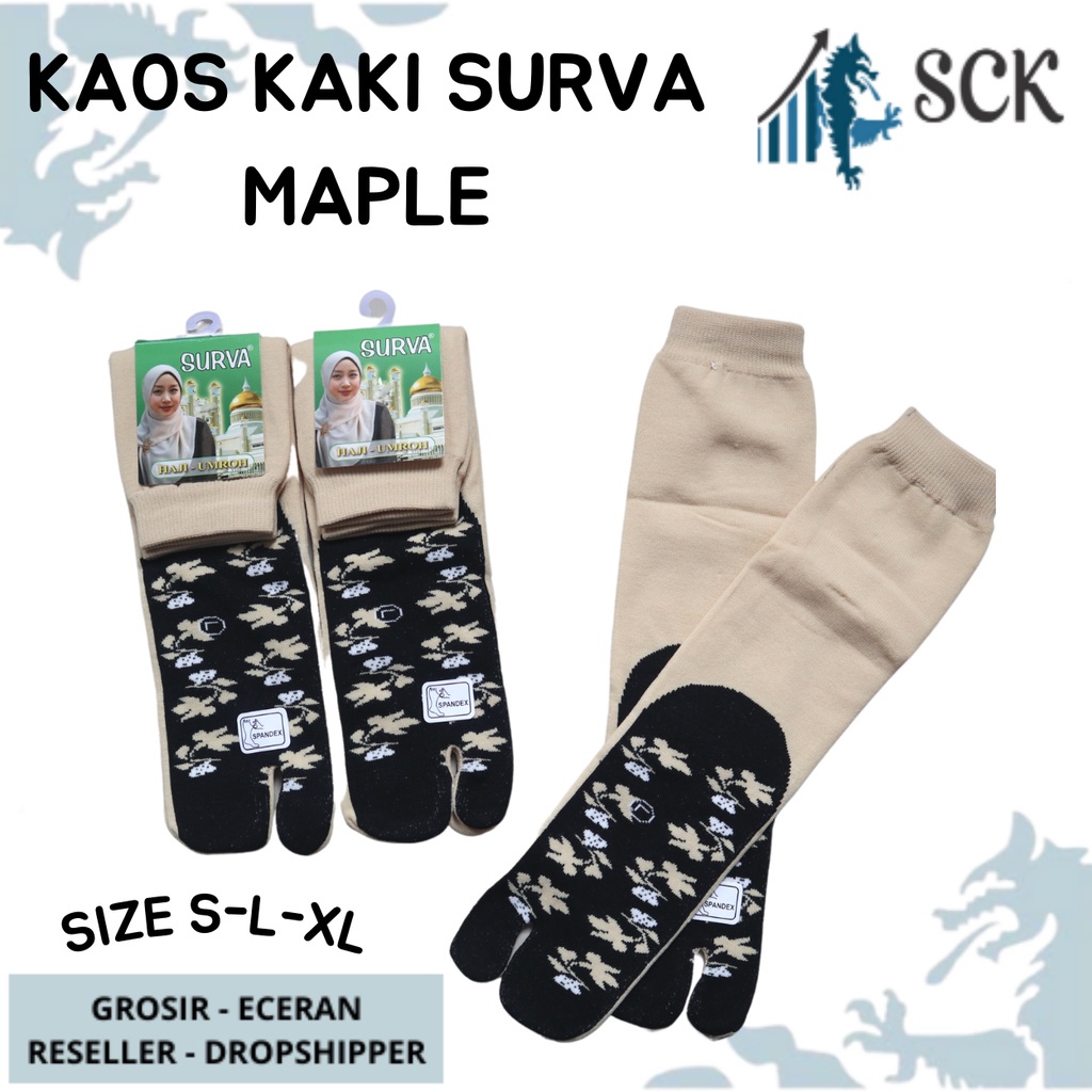 Kaos Kaki Wanita SURVA MAPLE 2JR / Kaus Kaki Warna Cream Sebetis / Perlengkapan Muslimah – SCK