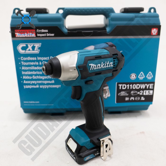 Impact Driver CORDLESS TD110DWYE MAKITA / Mesin Bor Obeng Tangan Otomatis BATERAI 12Volt TD 110 DWYE MAKITA