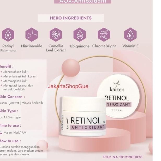 ♝ RETINOL ANTIOXIDANT RETINOL AOX ANTI OXIDANT Kaizen Cream Malam Pencerah & Antiaging / Retinol Ant