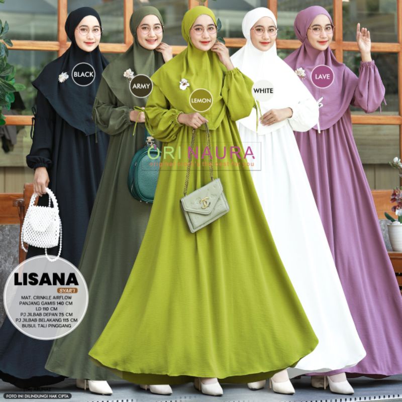 Gamis Meina Syar'i / Lisana Syar'i Mat Crinkel Airflow Original Ori Naura