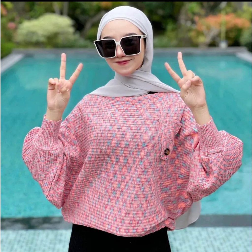 Queenbags89 baju outfit cewek baju atasan wanita baju Rajut Aurel Knit Abstrak