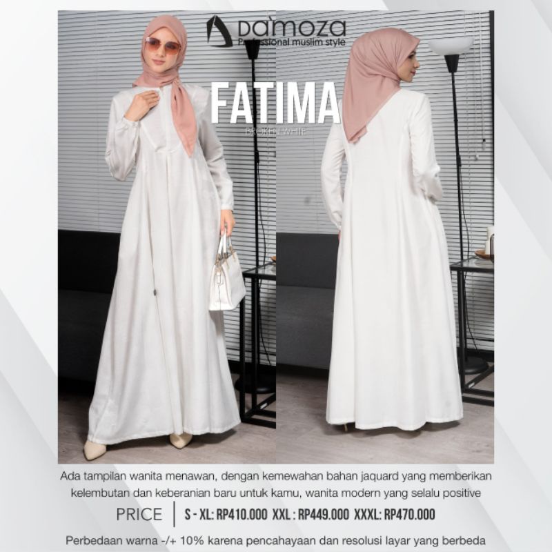 GAMIS DAMOZA FATIMA BROKEN WHITE / GAMIS PUTIH DEWASA