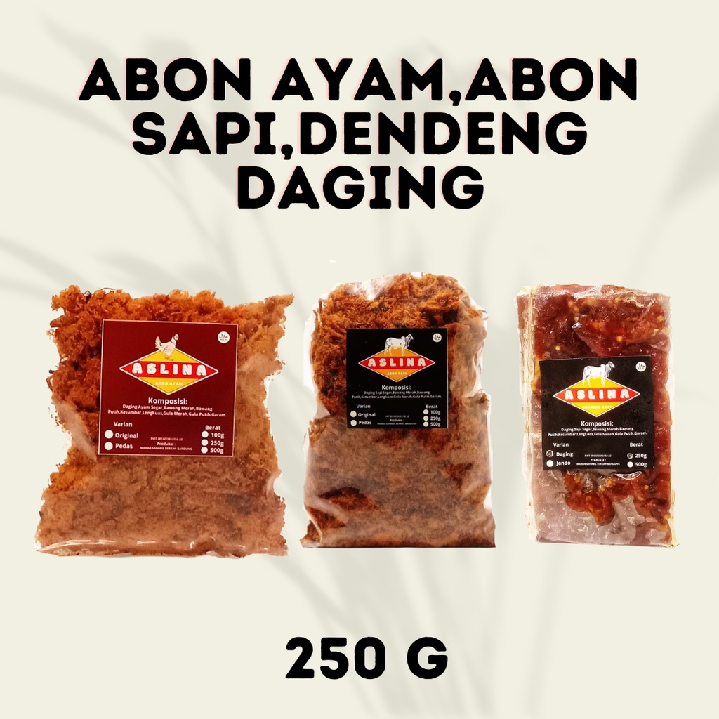 

Abon Ayam 250g Abon Sapi 250g Dendeng Daging 250g