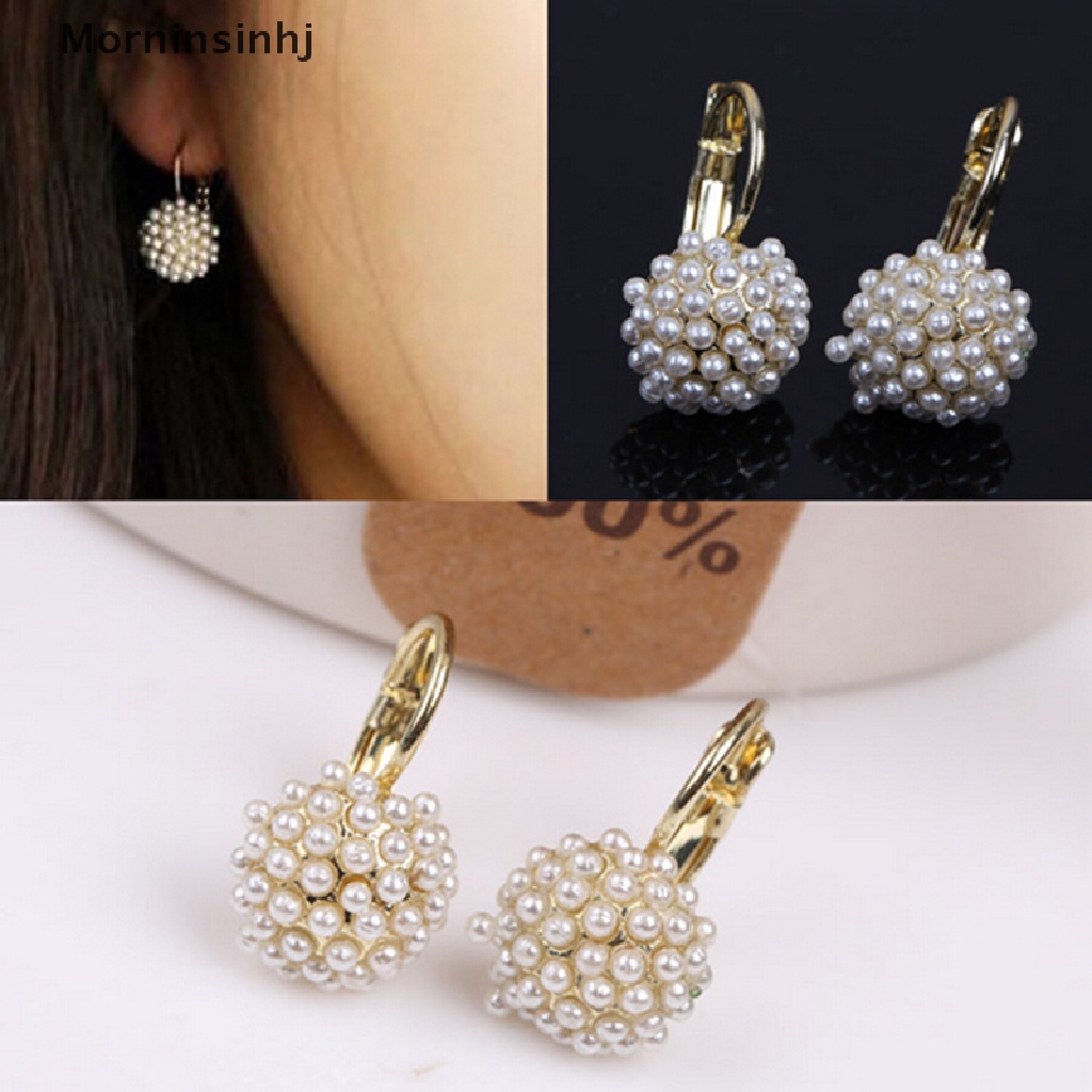 Mornin Wanita Fashion Mutiara Manset Telinga Manik-Manik Stud Earrings Chic Berlapis Emas Drop Earings id