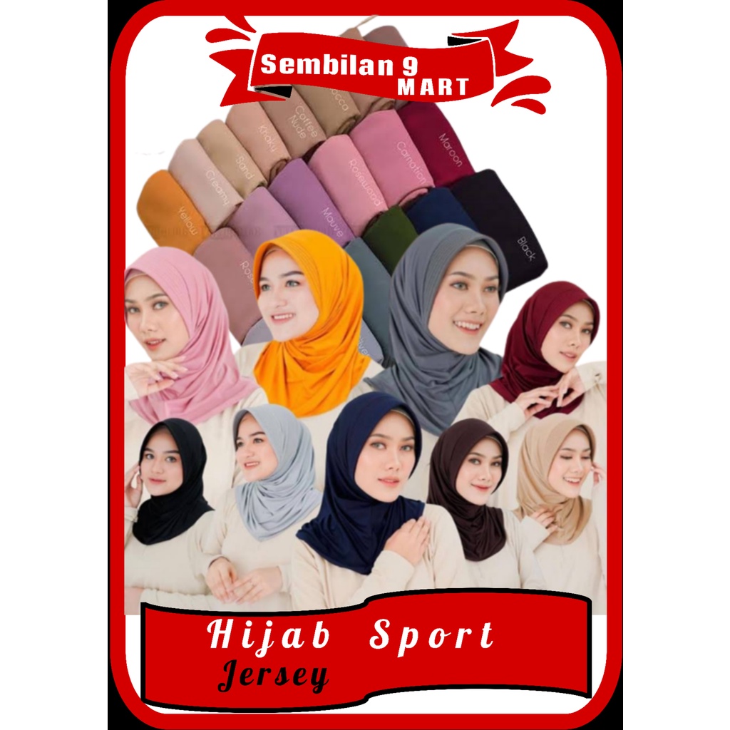 Hijab Sport / Jilbab Bergo Sport Hamidah Size S / M / L