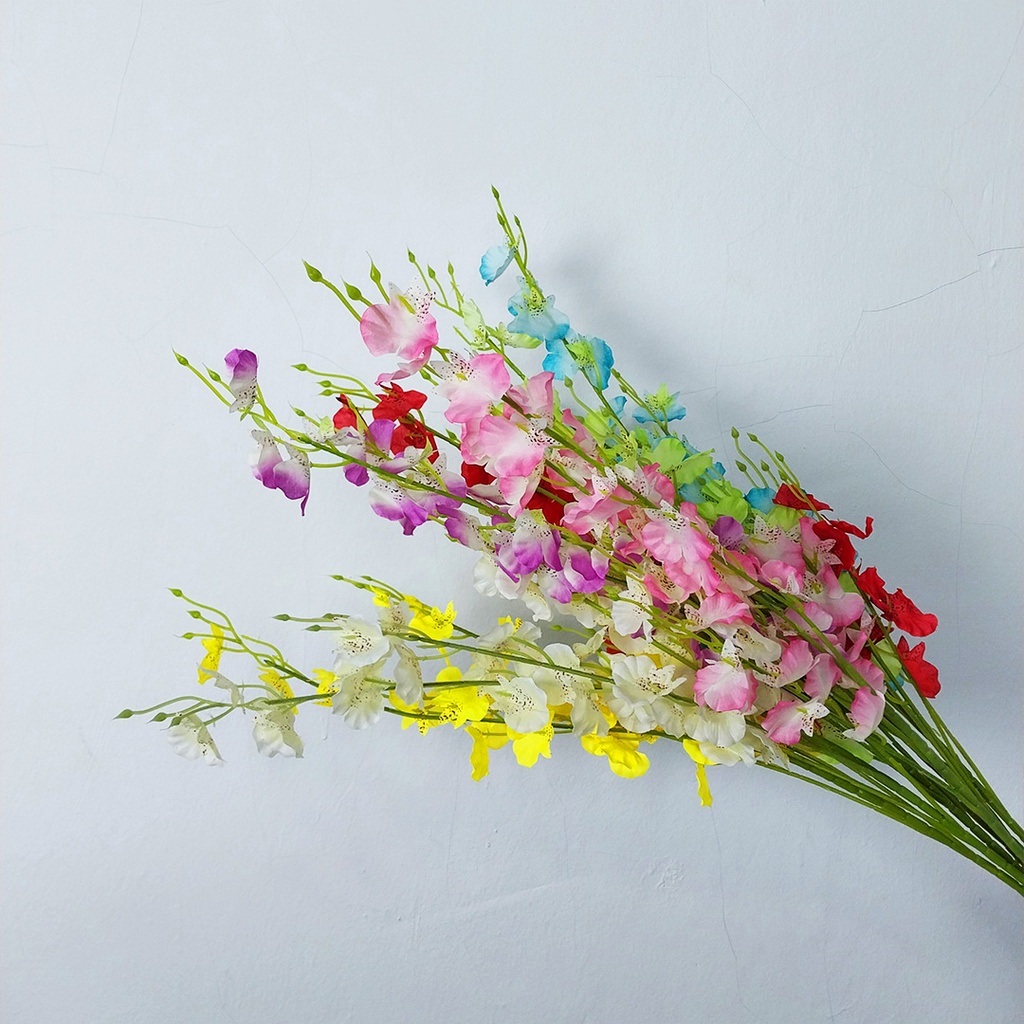 Bunga Orchid Hias Tangkai Buket Plastik Ornamen Pajangan Hiasan Dekorasi Ruangan Artificial Flower Satu7an PBP152