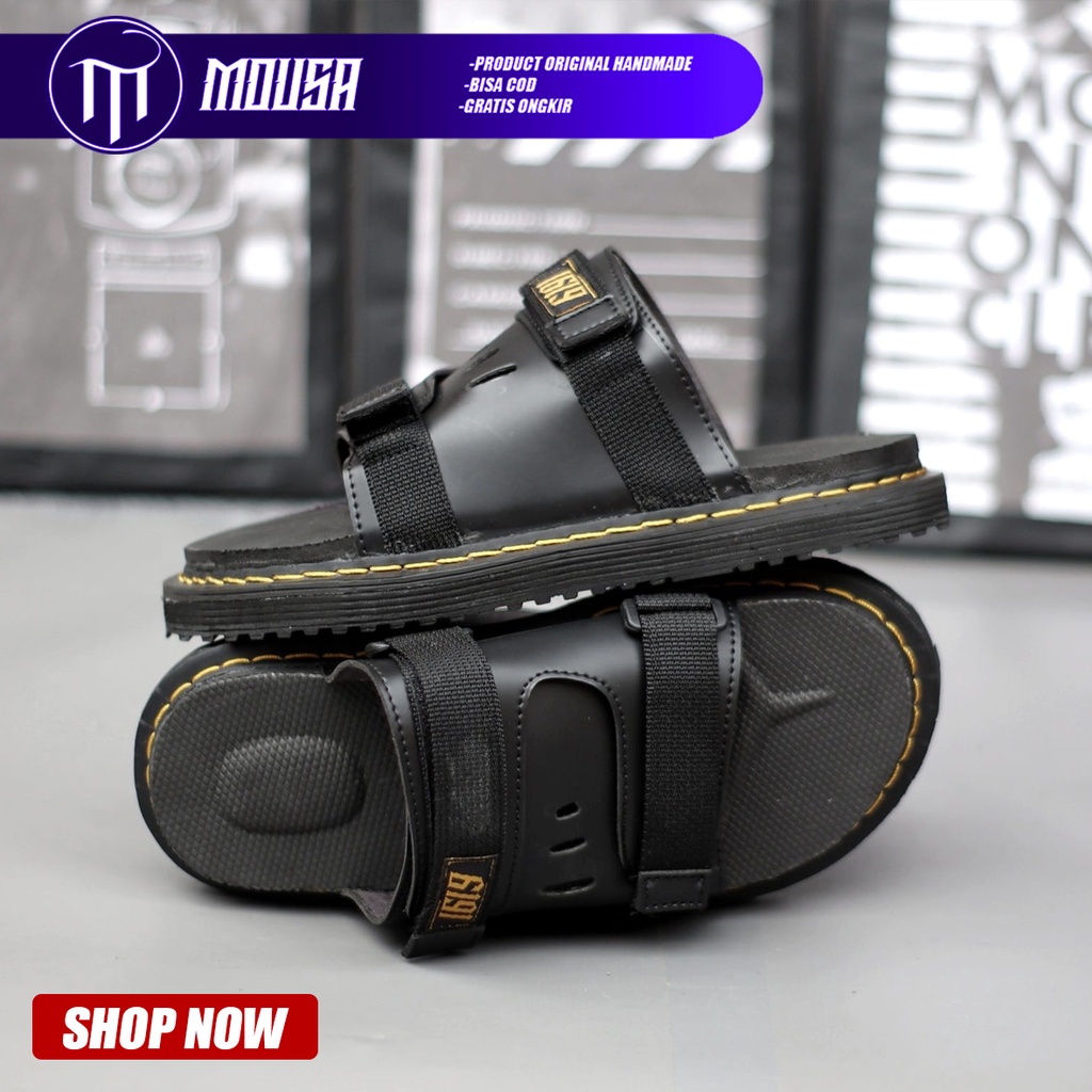 Sandal Docmart Pria Slide New Trend Hitam Original Mousa Tray