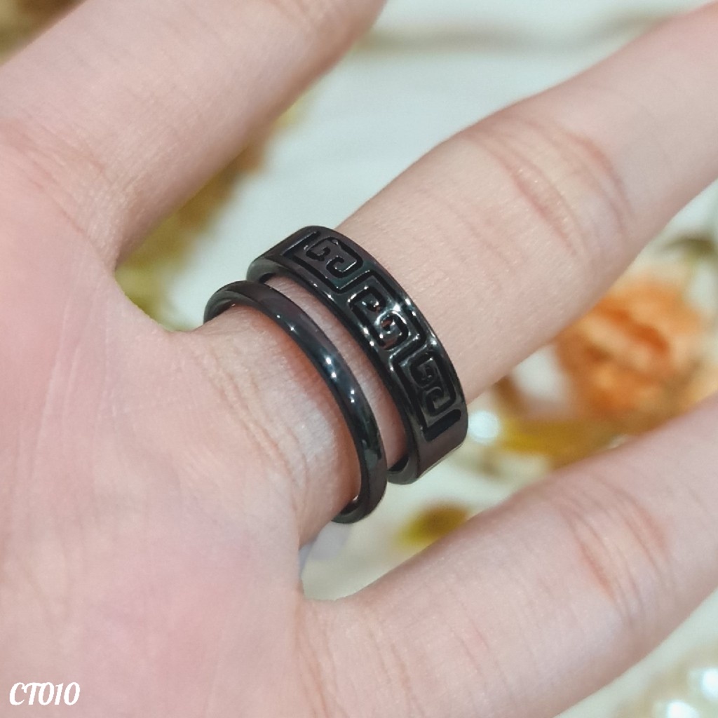 PGX Cincin Titanium Couple Tunangan Aksesoris Fashion Perhiasan Anti Karat - CT010