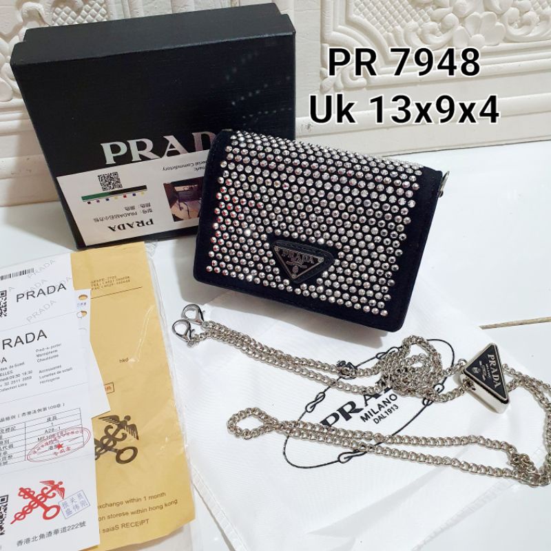 Tas prada mini /Tas mini wanita import PRD semi Premium free box / Tas wanita mini bling bling impor