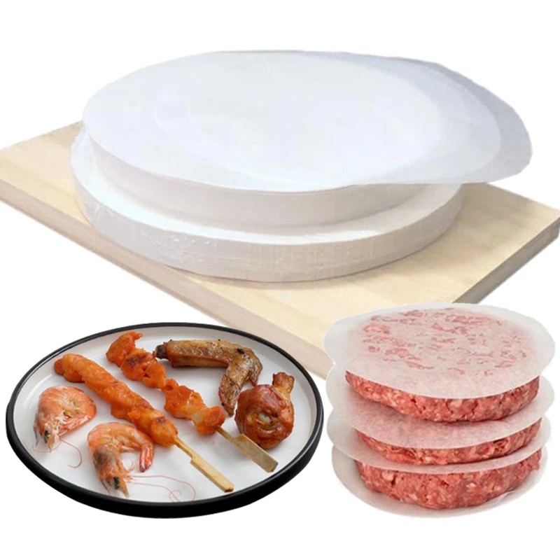 100Pcs / Pack Non-stick Meat Pie Interlayer Pad Disposable Hamburger Separation Paper BBQ Baking Steaming Accessories Oil-Absorbing Heat-resistant Food Mat