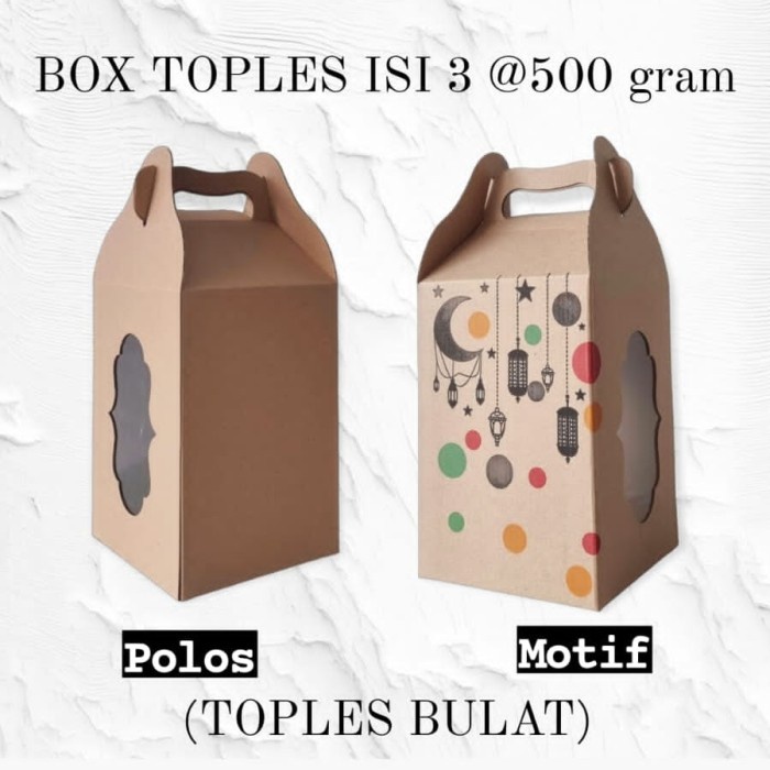 BOX TOPLES ISI 3 - BOX TOPLES LEBARAN - BOX TOPLES 500gr - BOX HAMPERS