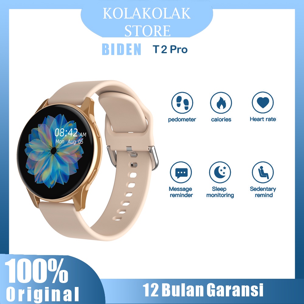 BIDEN Smart Watch Anti Air T2Pro Olahraga Kebugaran Tracker Gelang Pedometer Denyut Jantung Tidur Pemantauan Tali Silicone Jam Tangan