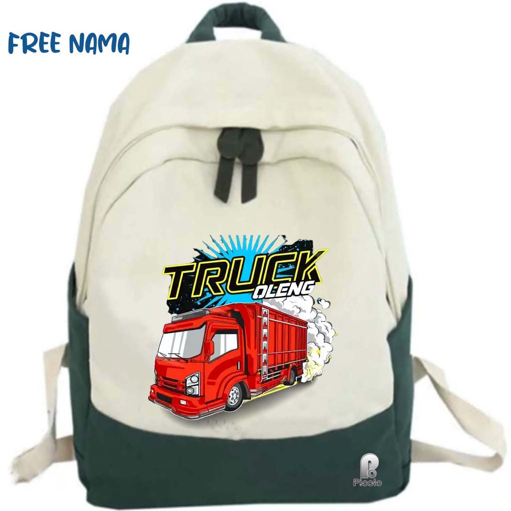 TAS RANSEL BACKPACK ANAK SEKOLAH MOTIF TRUCK OLENG UNISEX (FREE NAMA)