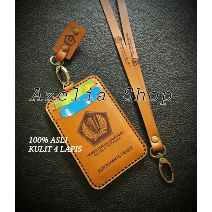 

Premium Leather-name tag tali kulit asli-id card holder custom nama dan logo