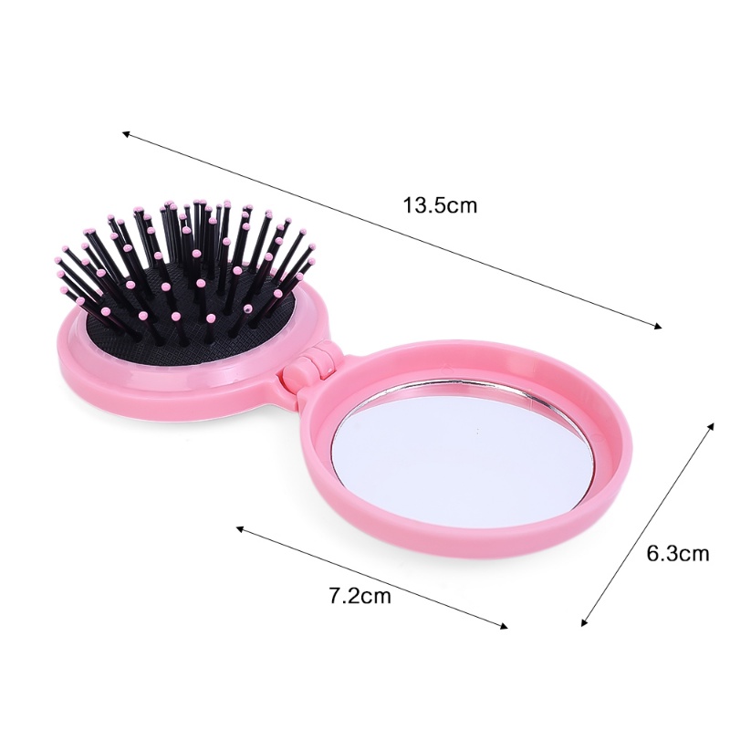 Cermin Sisir Lipat Saku Mini Lucu/Sisir Pijat Portable Kartun Makeup Sikat Rambut