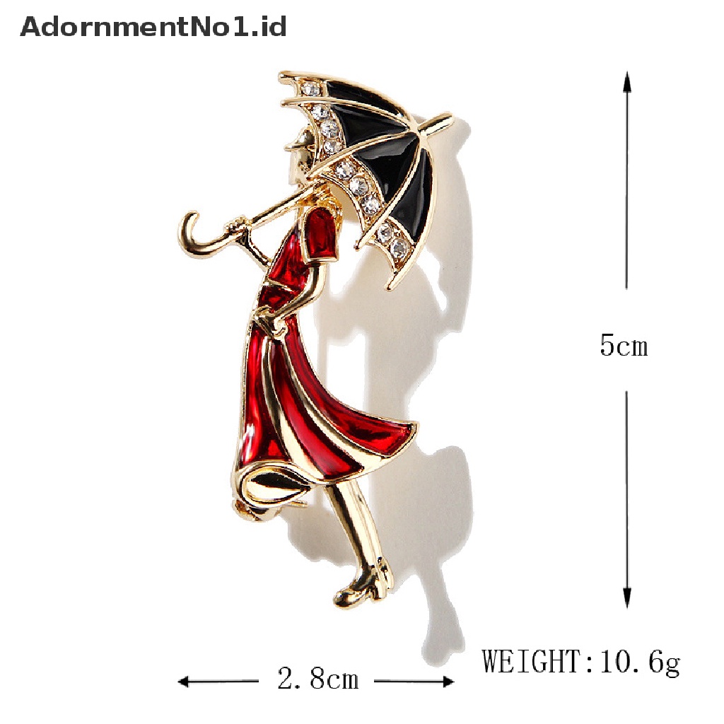 [AdornmentNo1] Bros Lady Retro Elegan Akrilik Untuk Wanita Desainer Mengambil Payung Beauty Figure Brooch Pin Hadiah [ID]