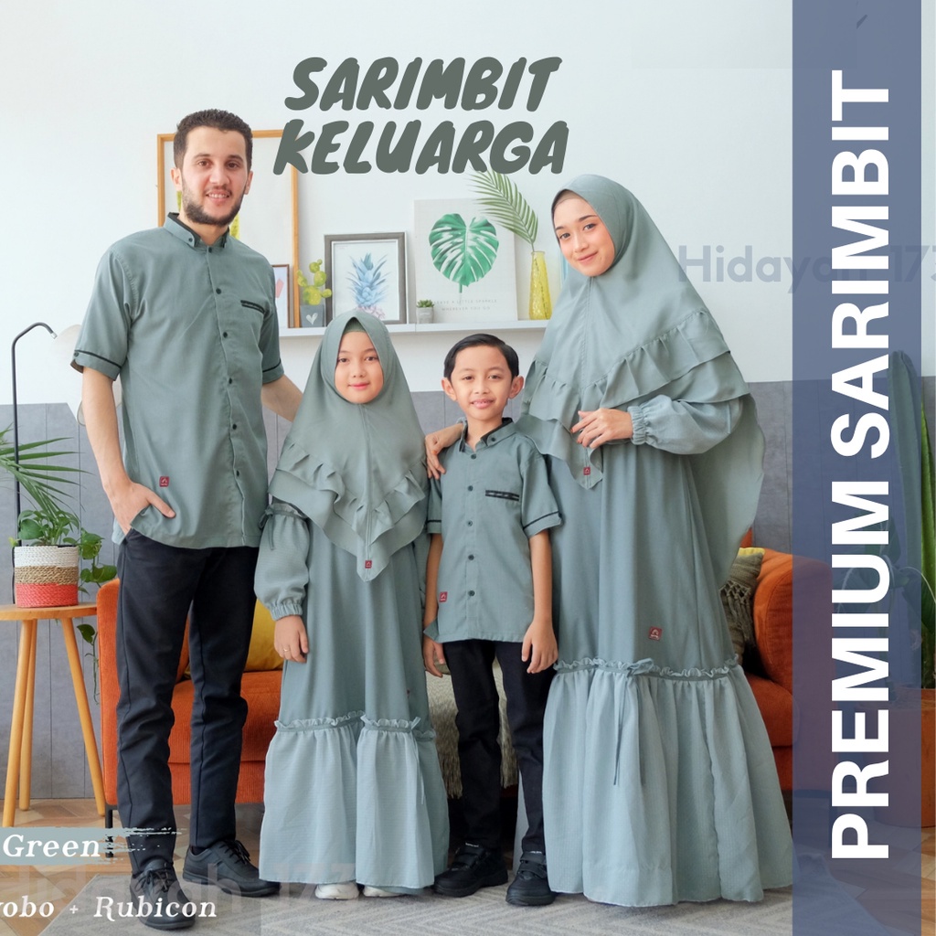 Sarimbit Keluarga 2023 Series Mecca Sage Green - Baju Couple Keluarga Lebaran 2023 Terbaru Jumbo LD 