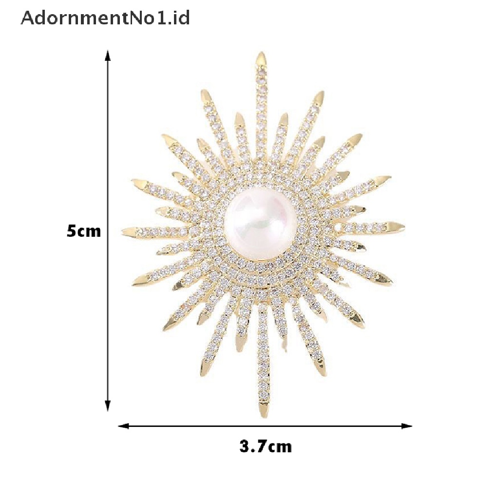 [AdornmentNo1] Fashion Elegan Mutiara Berlian Imitasi Sun Flower Bros Untuk Wanita Coat Lapel Brooch Pin Aksesoris [ID]