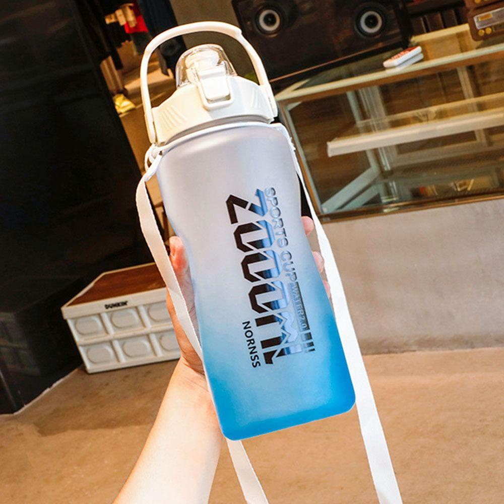 Solighter 2000ML Botol Air Kapasitas Besar Frosted Sedotan Fitness Jugs