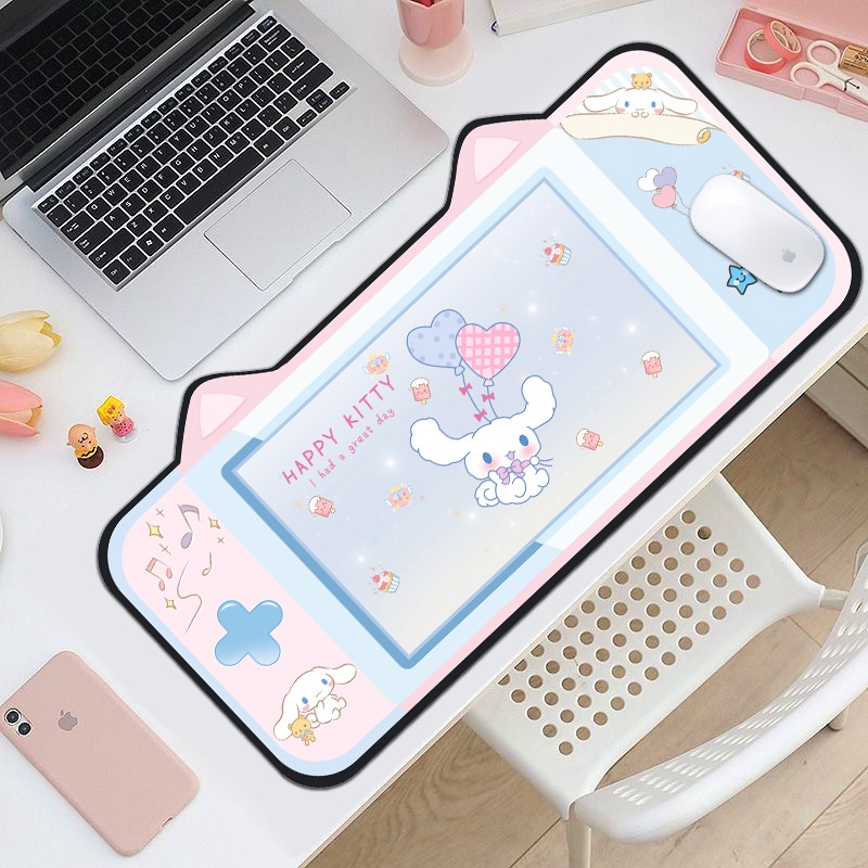 Alas Mouse Telinga Kucing Kawaii Lucu Indah Alas Komputer 80x40 cm Alas Meja Kantor Dekorasi Rumah Cup Desktop Karet Antislip Mat