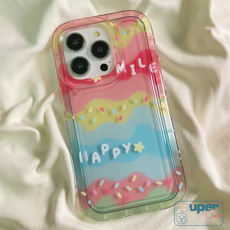 IPHONE Kompatibel Untuk Iphone11 7Plus XR 13 12 14 Pro Max6 6s 8plus X Xs Max SE 2020 INS Kreatif Warna-Warni Pelangi Selamat Senyum Permen Warna Shockproof Airbag Transparan Lembut TPU Cover