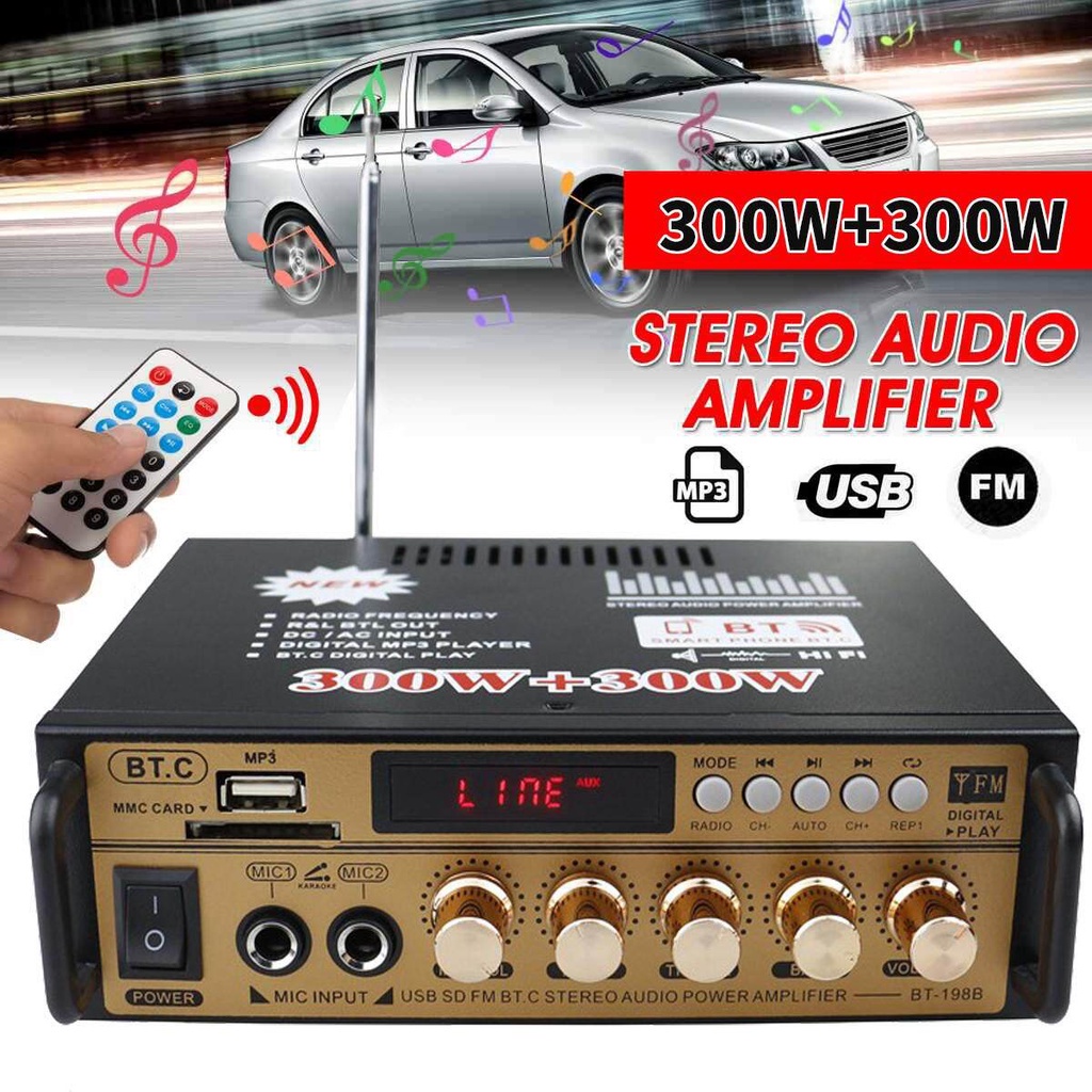 BAYAR DI TEMPAT POWER AMPLIFIER BLUETOOTH SUBWOOFER 600WATT LED DIGITAL RADIO 100%ORIGINAL AMPLIFIER KARAOKE LED