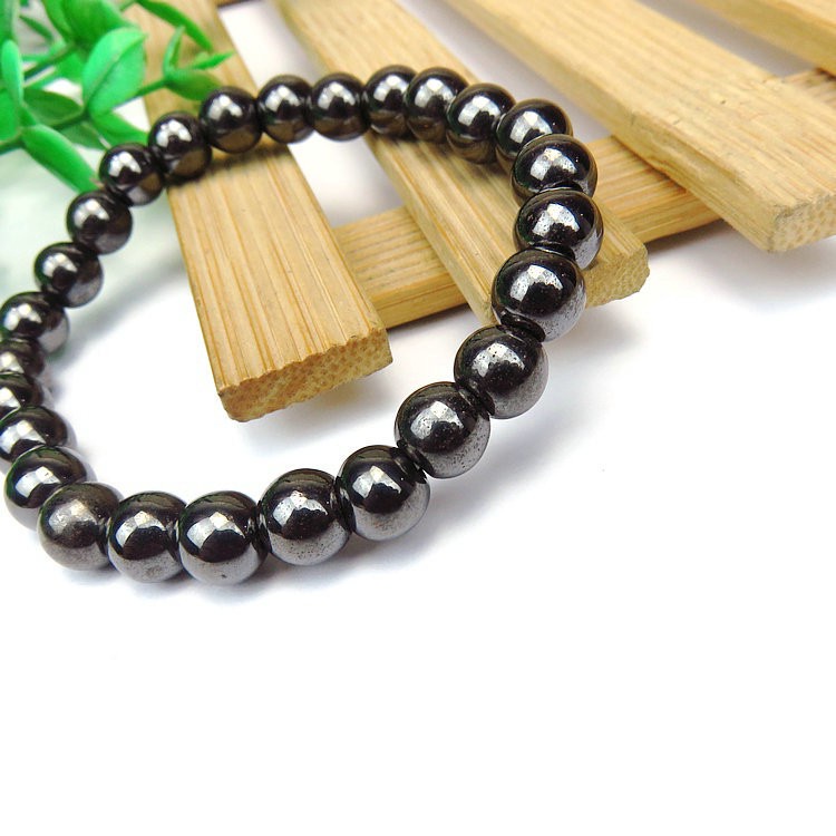 Gelang Trendy 8mm Cool Black Magnetic Hematite Stone Therapy Healthcare Beads Bracelet