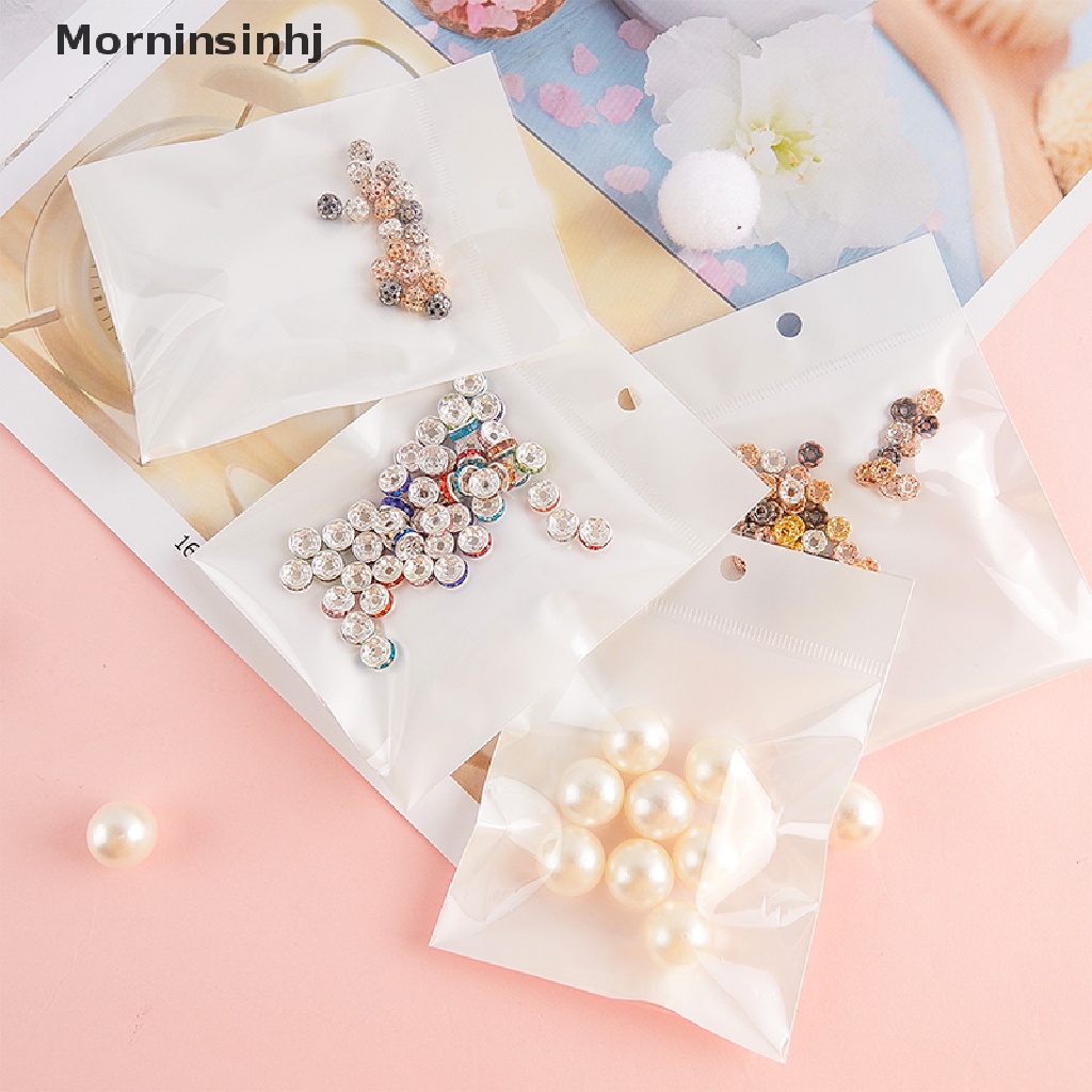 Mornin 50pcs Kantong Plastik Penyegelan Diri Resealable Cellophane Bag Putih Untuk Perhiasan DIY id