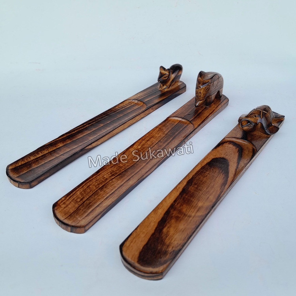 Wadah Dudukan Tempat Dupa Kayu dengan tatakan arang