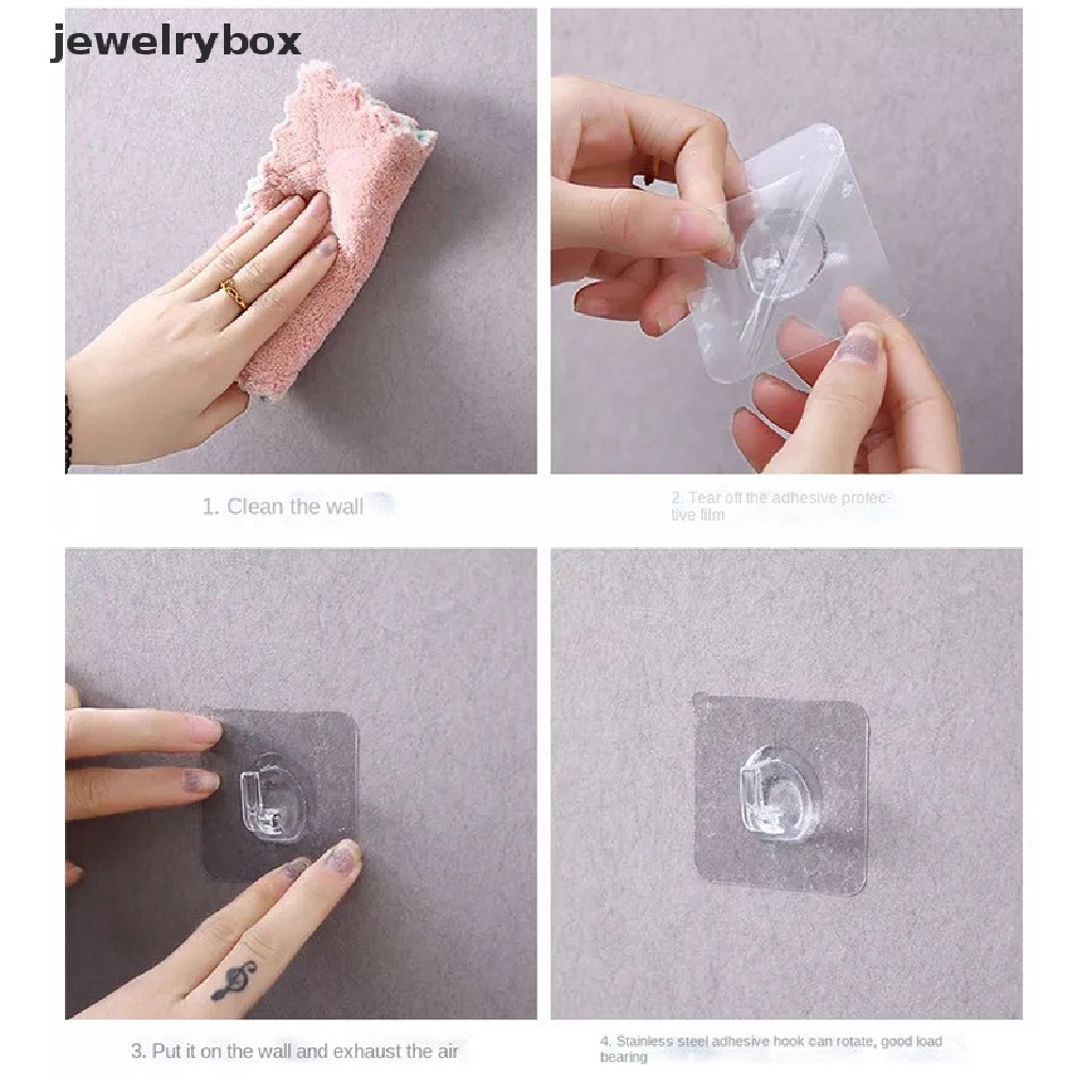 [jewelrybox] 5pcs Gratis punching seamless invisible hook Kait Perekat Kamar Mandi Dapur Butik
