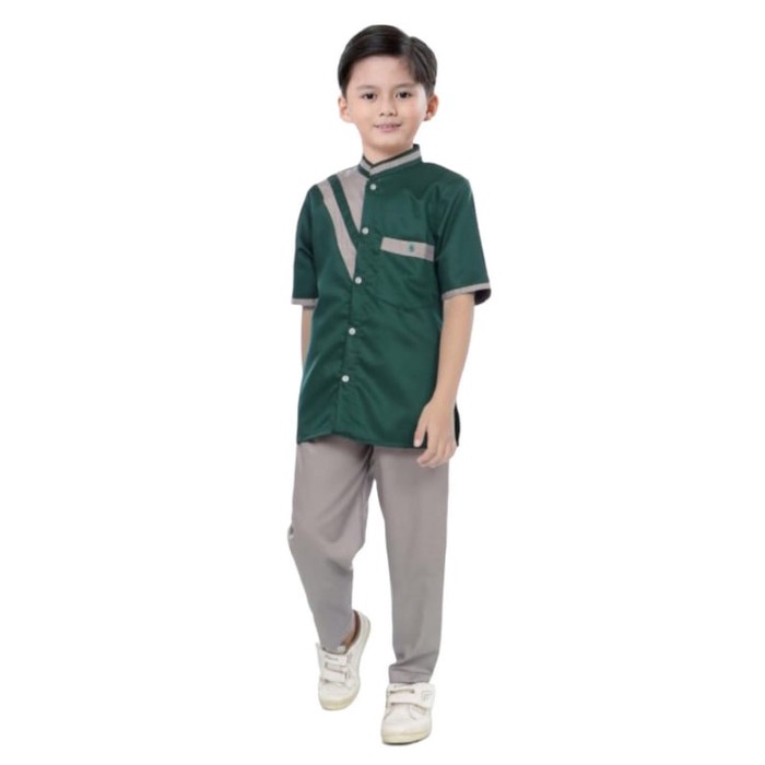 baju koko anak laki laki baju koko anak laki laki umur 8 12 tahun - Hijau, S