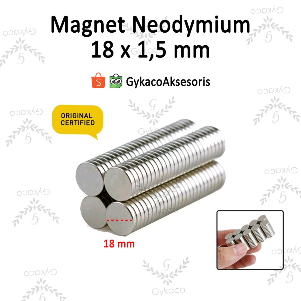 MAGNET NEODYMIUM TANEM 18 x 1.5 mm (BESAR &amp; KUAT) - SERBA GUNA (IMPORT)