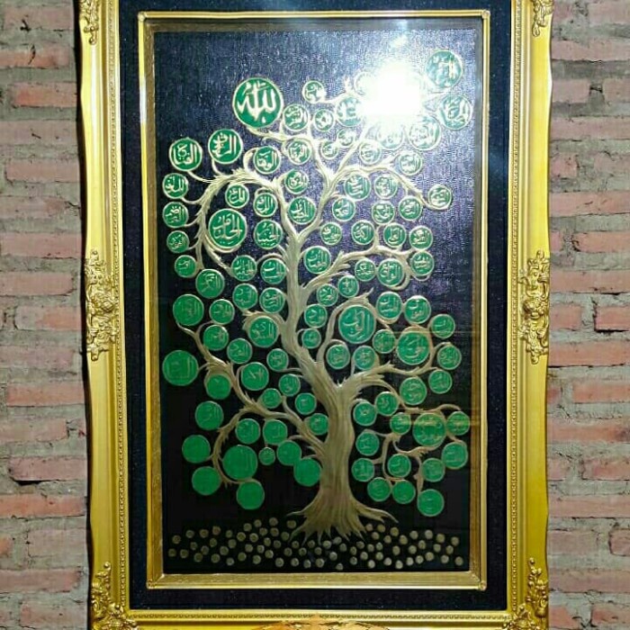 Kaligrafi Asmaul Husna Kuningan Asli Model Pohon