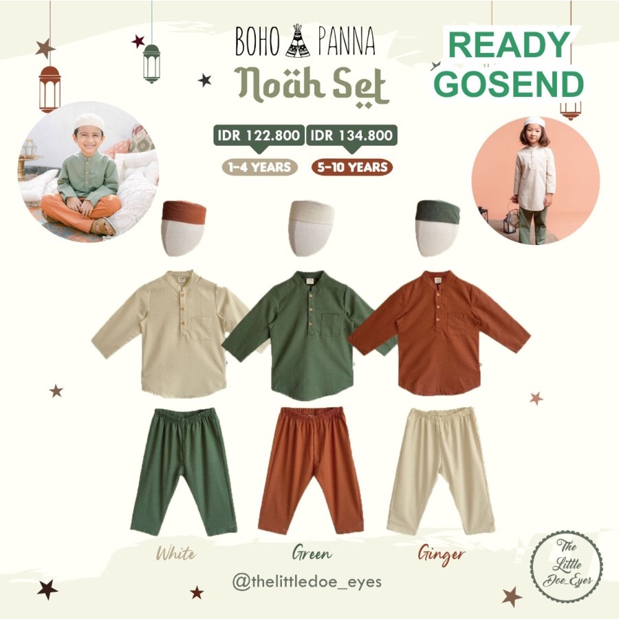 Bohopanna Raya Series Noah Gingham Set Kemeja Koko Anak