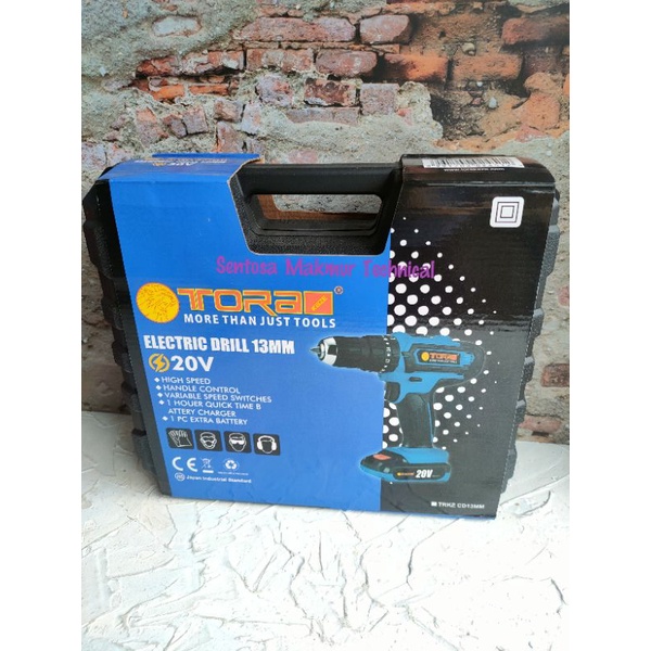TORA 13 MM SET 20V Bor Beton Cordless Baterai Cas 13mm 20 V