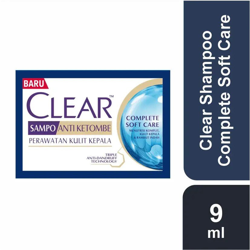 CLEAR SHAMPOO SACHET 12X9ml COMPLETE SOFT CARE