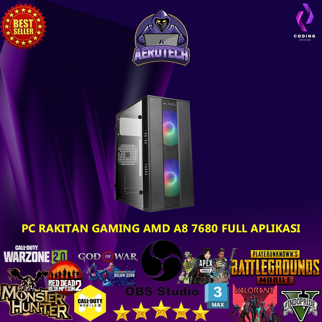 PC RAKITAN AMD A6 6400 RAM 16 GB SSD 120 GB HDD 500 GB UNTUK GAME EDITING DESAIN SIAP PAKAI TERMURAH