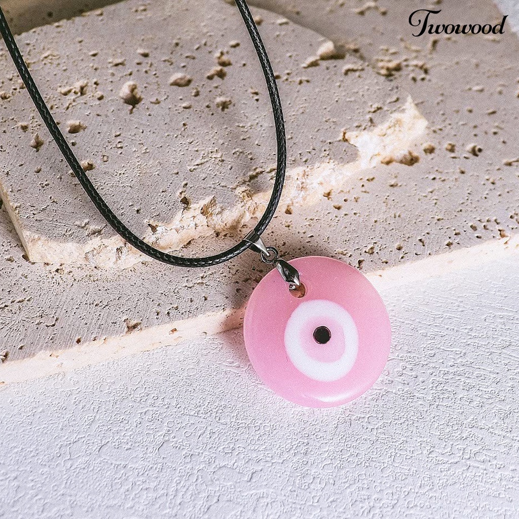 Twowood Bulat Hati Menjuntai Adjustable Faux Kulit Tali Unisex Kalung Liontin Mata Pesta Kalung Perhiasan Aksesoris