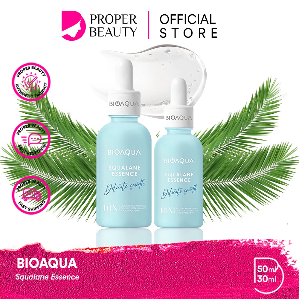 BIOAQUA Squalane Essence Indonesia / Serum Wajah 30ml 50ml / Delicate Smooth / 10X Moisture And Nutrients Oil And Water Balance Smooth And Shiny / Kulit Kering Melembabkan Menghidrasi Muka / Skincare Face Care Bio Aqua Series / Vitamin C Centella Collagen