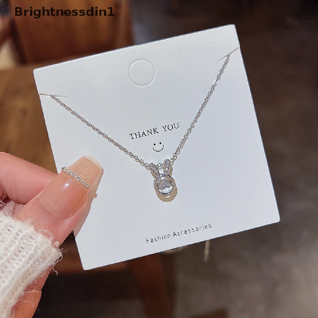 [Brightnessdin1] Baja Titanium Lucu Kelinci Liontin Kalung Untuk Wanita Fashion Kelinci Zirconia Choker Kalung Perempuan Perhiasan Hadiah Niche Serbaguna Net Merah Sederhana Kalung Tempera