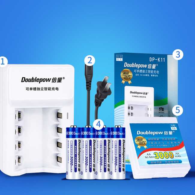 [COD] DOUBLEPOW Charger Baterai 4 slot AA/AAA + 4 PCS AA 3000mAh