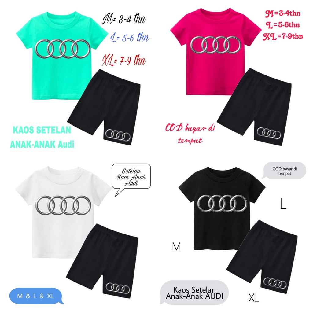 Hzl_outfit Setelan Baju Anak Laki Laki Audi/ Setelan Baju Anak Perempuan Audi/ Size M,L,XL